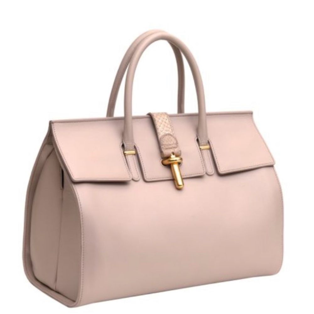 Balenciaga Nude  Leather “Tube Round M” Tote Handbag